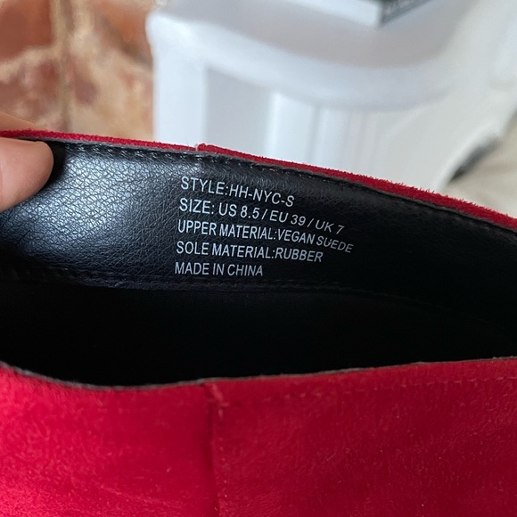 H Halston NYC Ankle Bootie RED Vegan Suede 3" Heel Womens US 8.5 - Picture 5 of 6